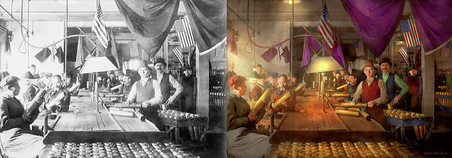 Machinist - War - Meanwhile in the bomb factory 1912 - Side by Side Photograph by Mike Savad