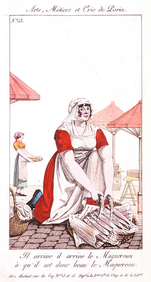 Mackerel Seller, 1826 Drawing by Print Collector