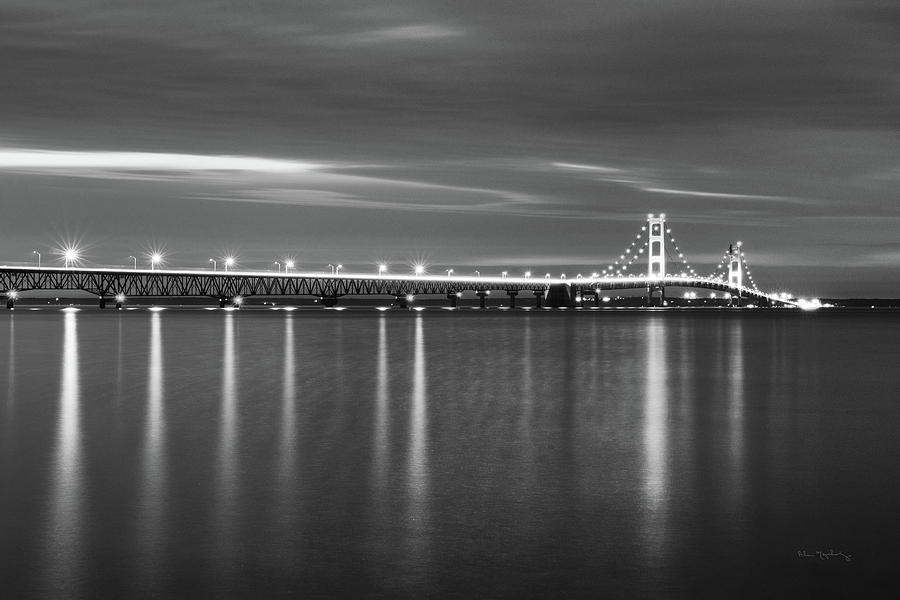 Summer Photograph - Mackinac Bridge Bw by Alan Majchrowicz