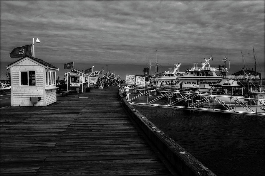 MacMillan Wharf  Provincetown BW Photograph by Susan Candelario
