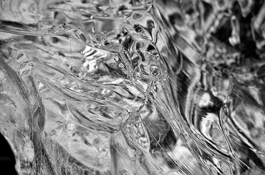 Macro Detail in Glacial Ice Diamond Beach Iceland Black and Whit Photograph by Shawn OBrien