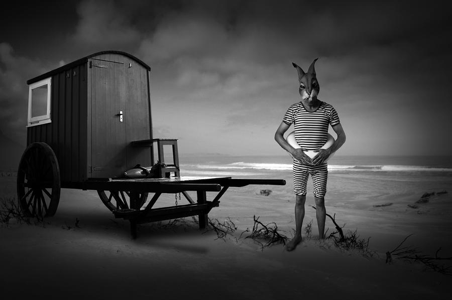 Black And White Photograph - Mad Bunny Is A Lifeguard by Christine Von Diepenbroek
