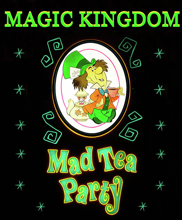 TIN SIGN Disney's Mad Tea Party Attraction Ride Art Poster Alice
