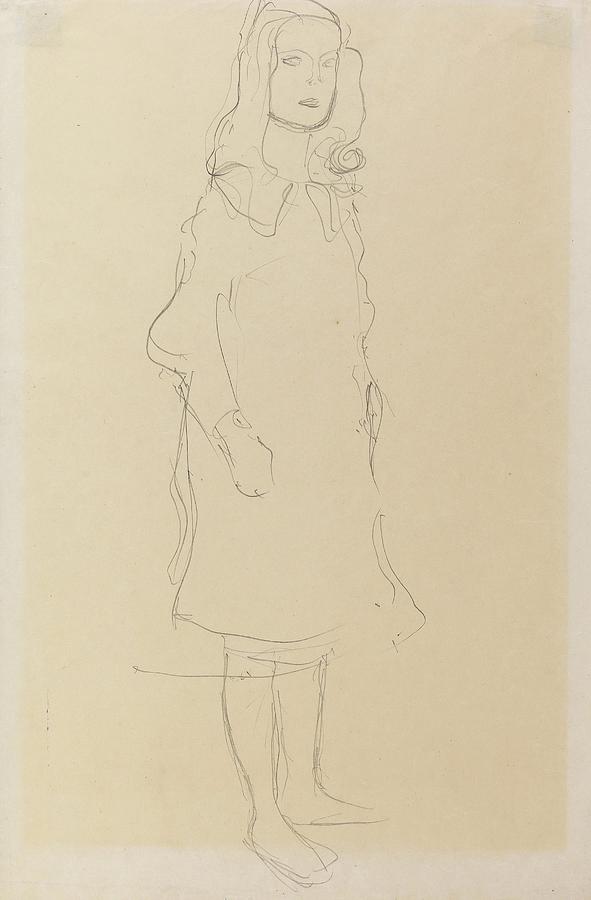 Mada Primavesi, With Coat, Standing Drawing by Gustav Klimt - Fine Art ...