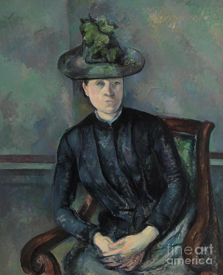Madame Cezanne With Green Hat, 1891-92 Painting by Paul Cezanne