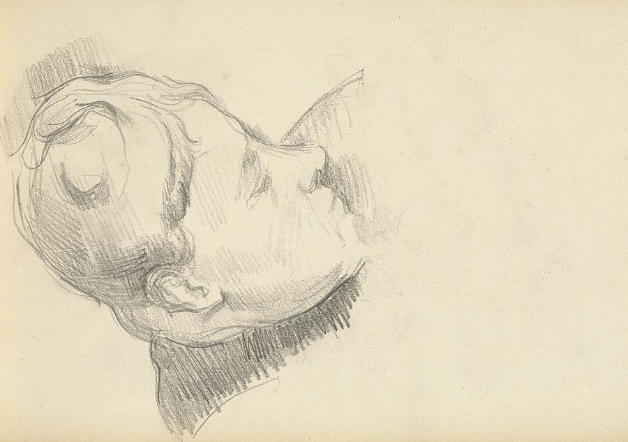 Sketch Drawing - Madame Cezanne With Her Head Lowered by Paul Cezanne