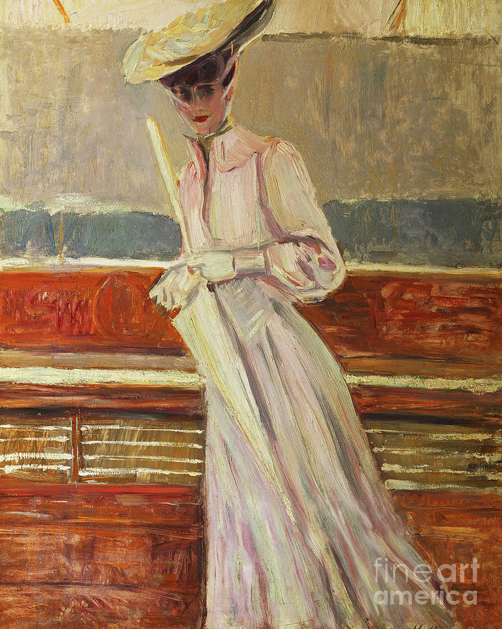 Madame Helleu On The Yacht Etoile, Circa 1902 Painting by Paul Cesar Helleu