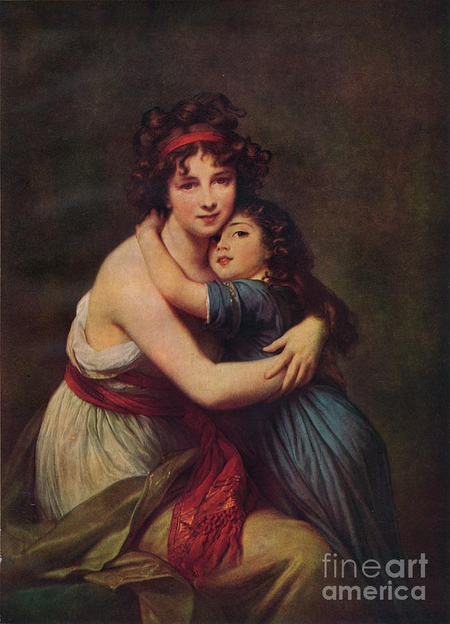 Madame Vigee Lebrun And Her Daughter Drawing by Print Collector