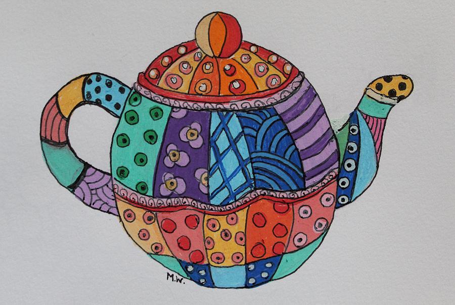 Madhatters Teapot Drawing by Megan Walsh