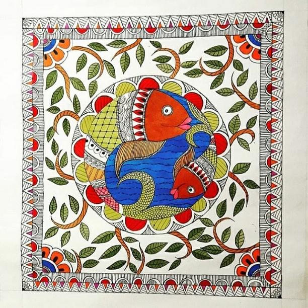 Madhubani fish painting Painting by Jiya Gautam - Fine Art America