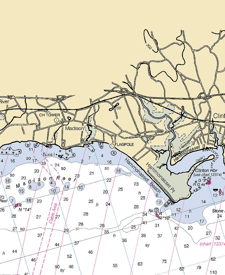 Madisonconnecticut Nautical Chart Mixed Media by Sea Koast Fine Art