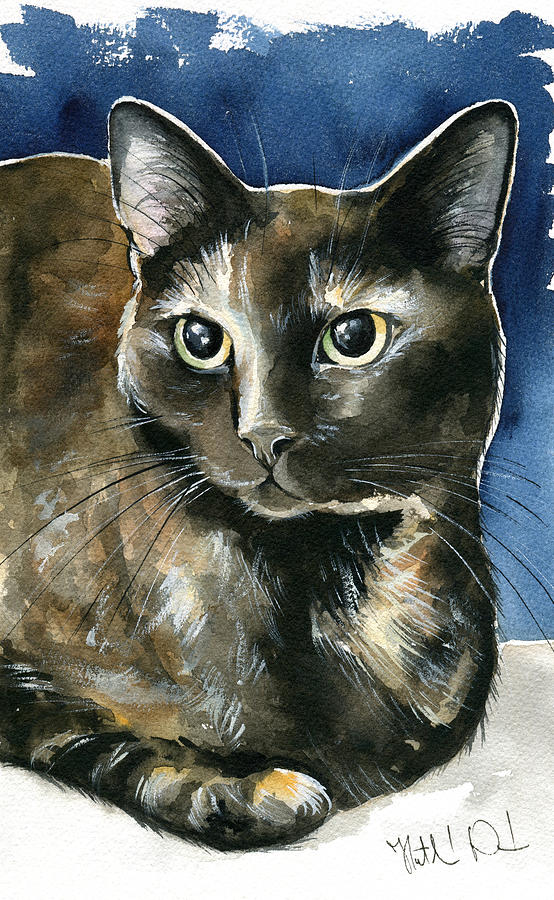 Madison Tortoiseshell Cat Painting Painting by Dora Hathazi Mendes