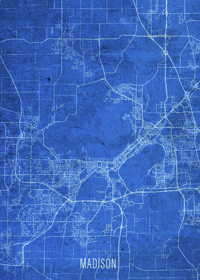 Madison Mixed Media - Madison Wisconsin City Street Map Blueprints by Design Turnpike