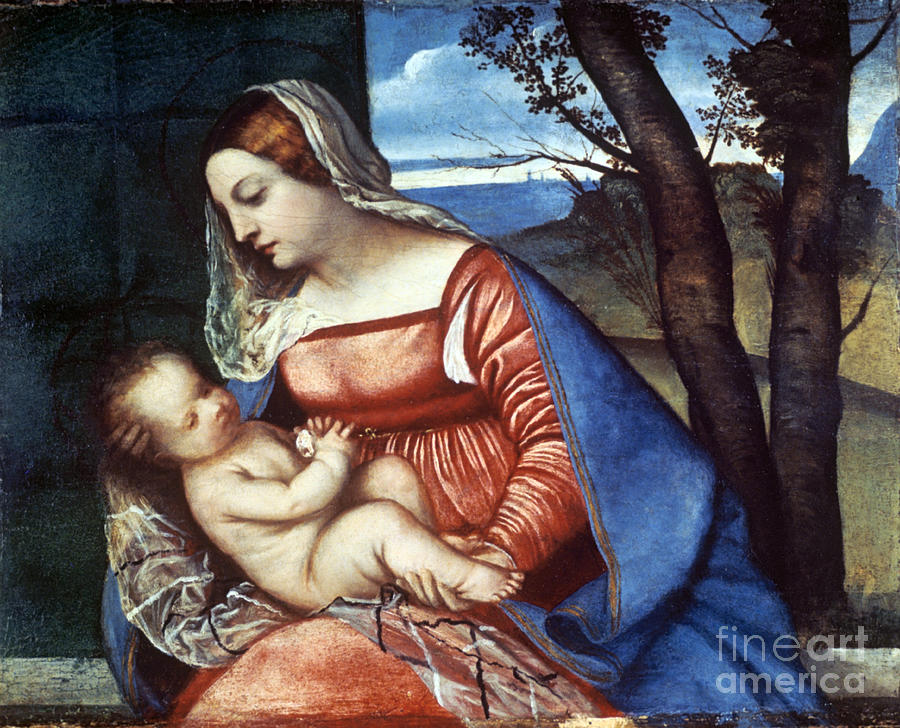 Madonna And Child, C1510. Artist Titian Drawing by Print Collector
