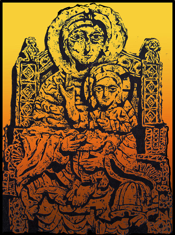 Madonna and Child Church of Aghtamar Armenian Drawing by Larry Butterworth