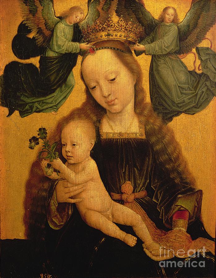 Madonna And Child Crowned By Two Angels C1520 Painting By Gerard