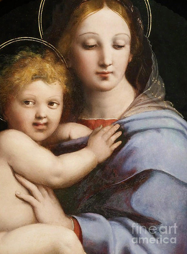 Madonna and Child detail Painting by Raphael