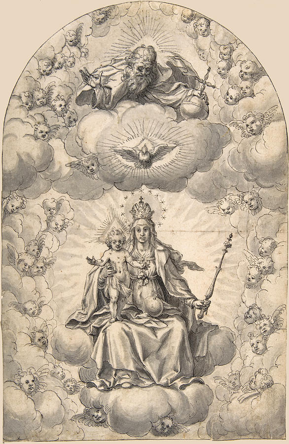 Madonna and Child Enthroned Drawing by Hans Werl