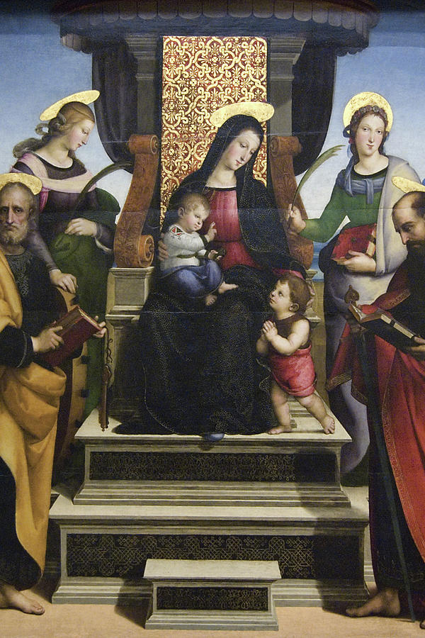 Madonna and Child Enthroned with Saints, altarpiece Painting by Raphael