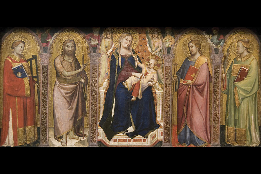 Madonna and Child Enthroned with Saints, altarpiece Painting by Tadeo Gaddi