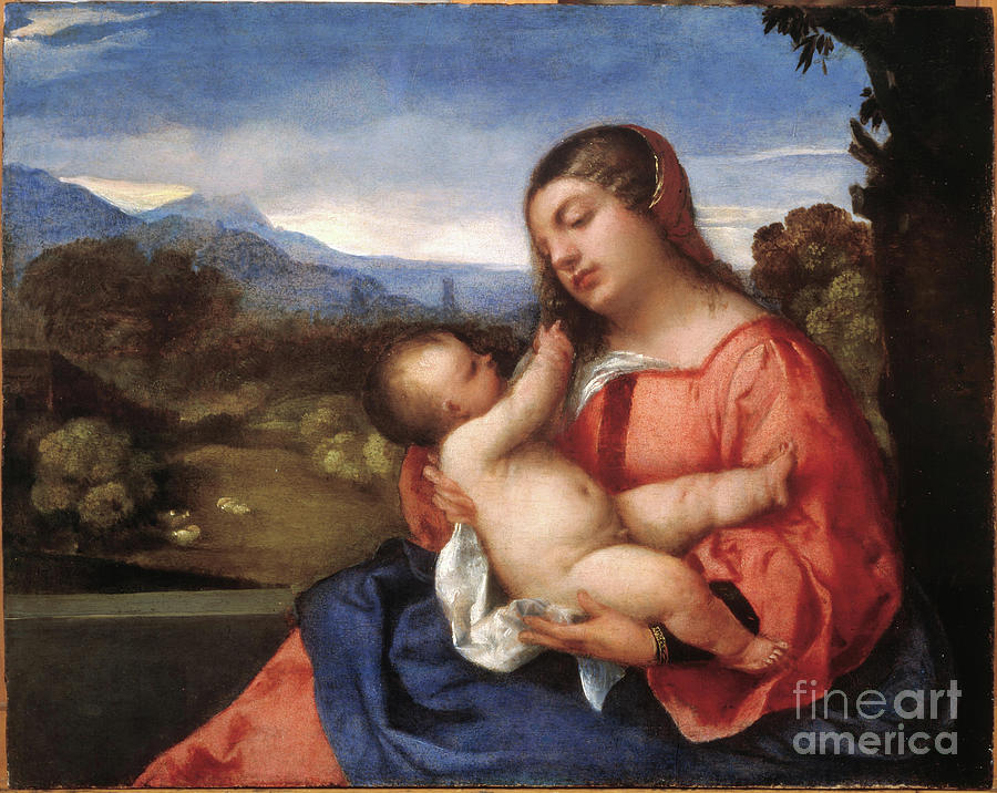 Madonna And Child In A Landscape Drawing by Heritage Images