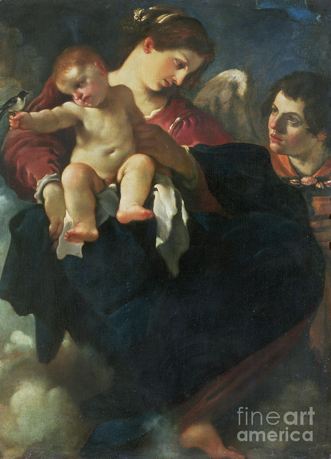 Bird Painting - Madonna And Child With A Swallow by Guercino
