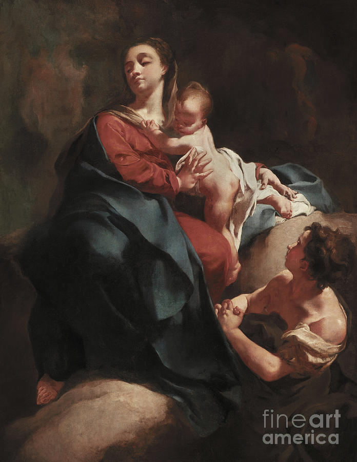 Madonna and Child with an Adoring Figure Painting by Giovanni Battista Piazzetta