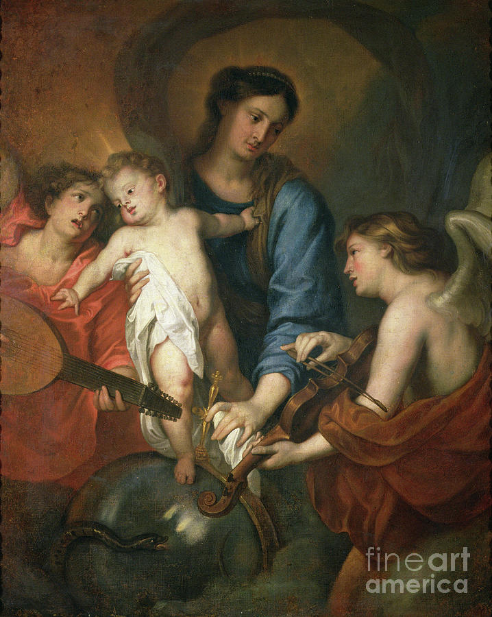 Madonna And Child With Angels Painting by Anthony Van Dyck