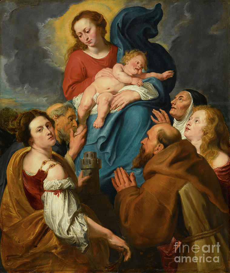 Madonna And Child With Five Saints By Anthony Van Dyck Painting by Anthony Van Dyck