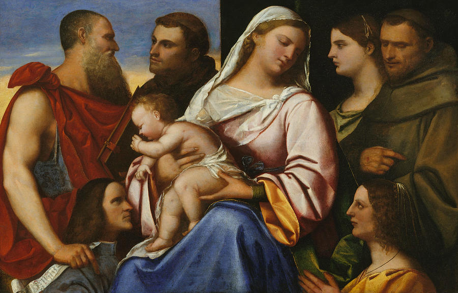 Madonna and Child with Saints and Donors Painting by Sebastiano del Piombo