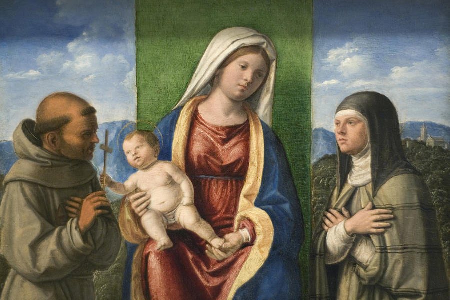 Madonna and Child with Saints Francis and Clare Painting by Giovanni Battista Cima