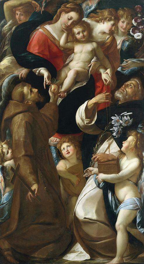Madonna Painting - Madonna And Child With Saints Francis And Dominic by Giulio Cesare Procaccini