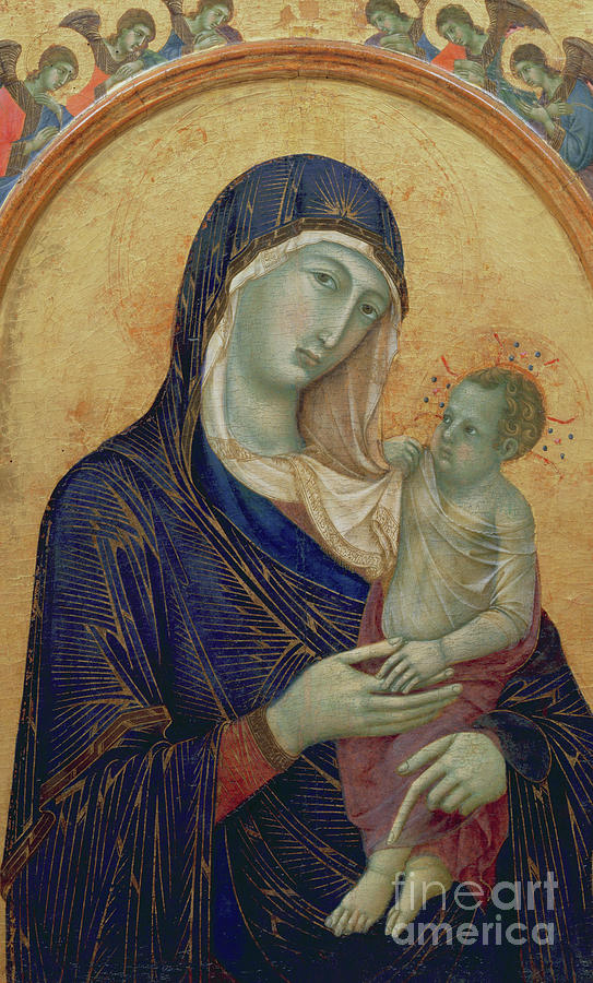 Madonna Painting - Madonna and Child with Six Angels by Duccio di Buoninsegna