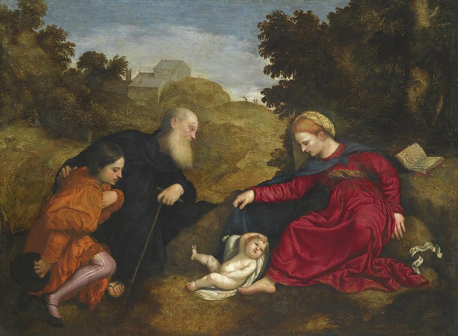 Madonna And Child With St Anthony Abbot And A Young Male Painting by ...