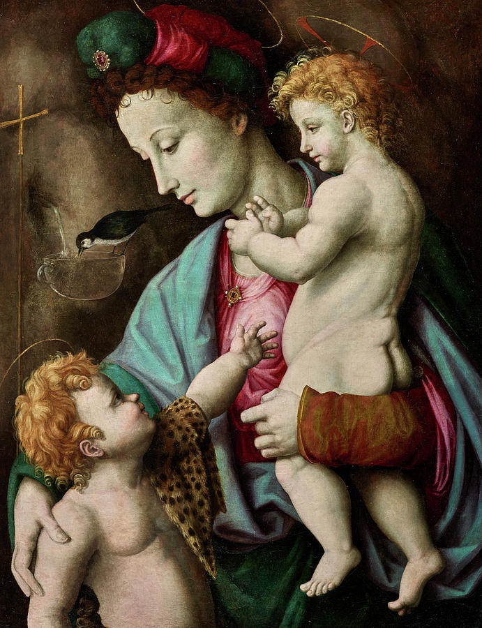 Madonna Painting - Madonna and Child with St John, 1525 by Francesco Bacchiacca