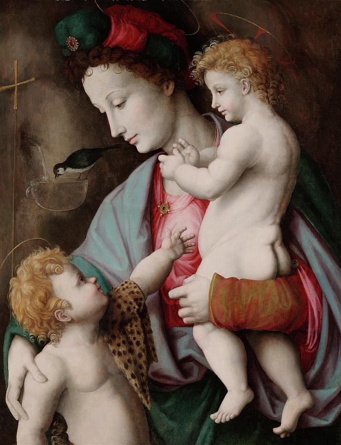 Madonna Painting - Madonna And Child With St. John The Baptist by Bacchiacca