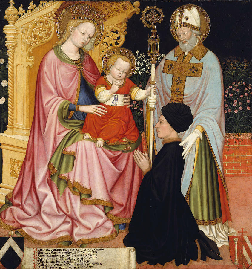 Madonna and Child with the Donor, Pietro de Lardi, Presented by Saint Nicholas Painting by Master GZ