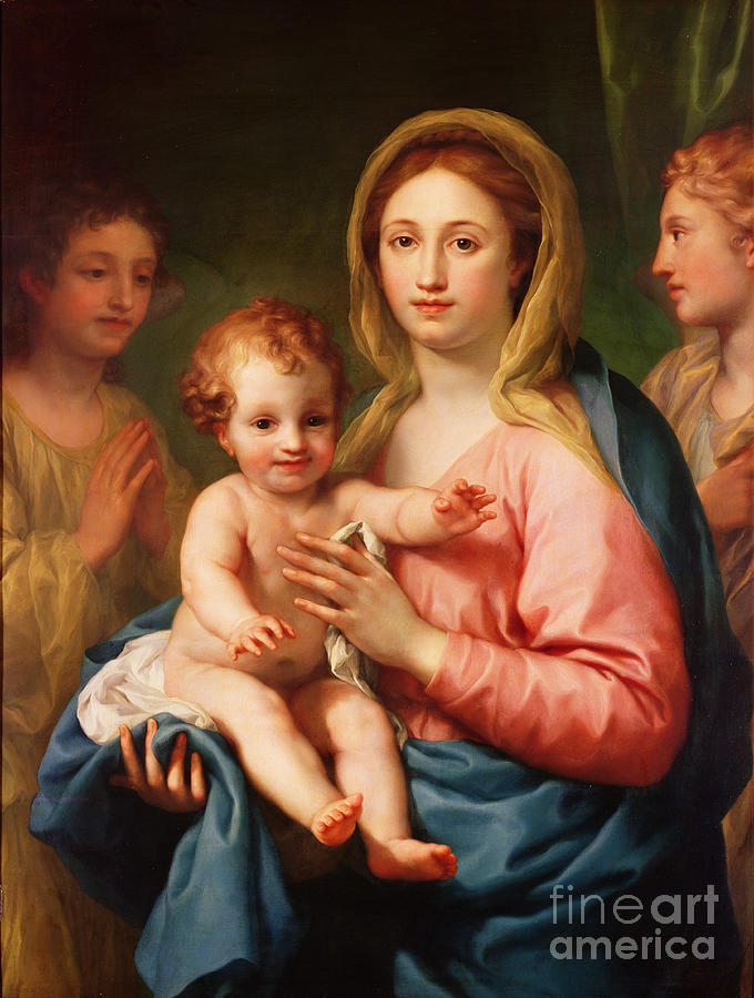 Madonna And Child With Two Angels, 1770-73 Painting by Anton Raphael Mengs