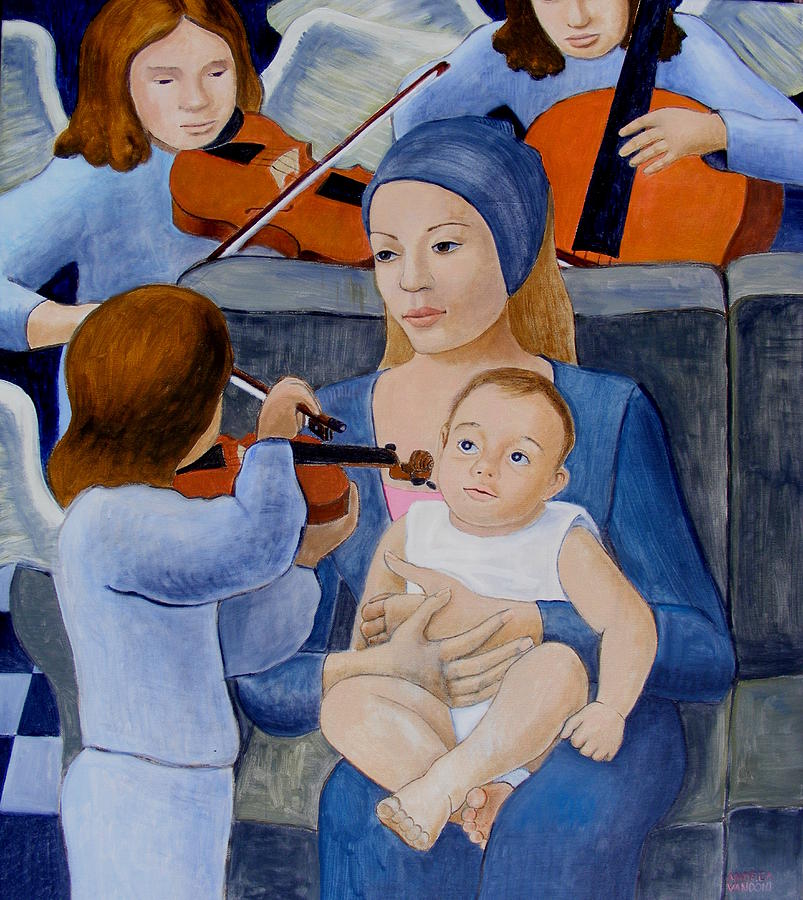 Madonna Con Bambino E Angeli Musicanti Painting by Andrea Vandoni