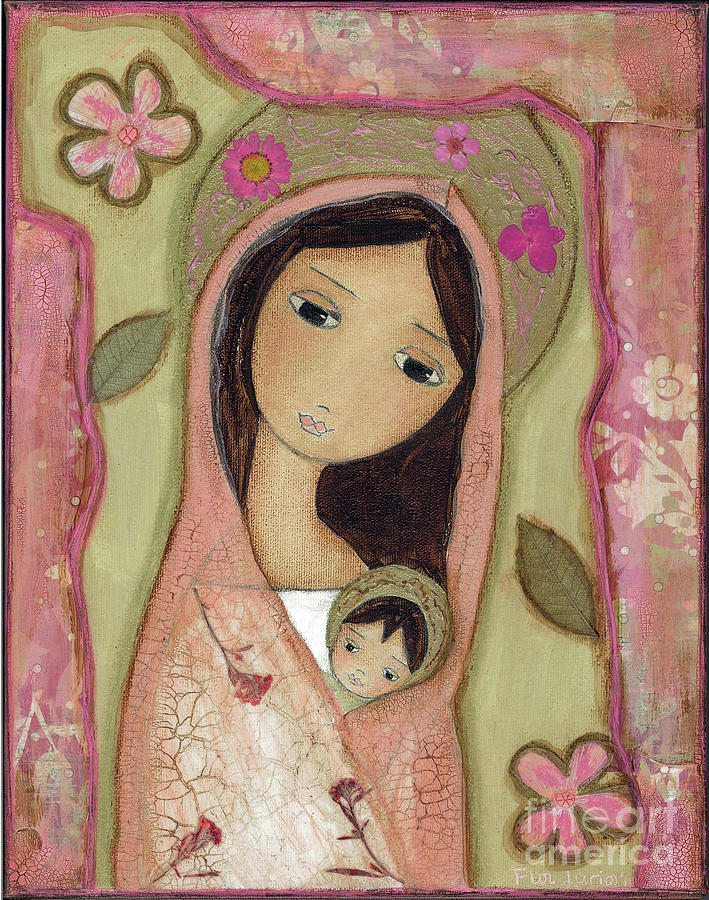 Madonna Mixed Media - Madonna in Pink by Flor Larios