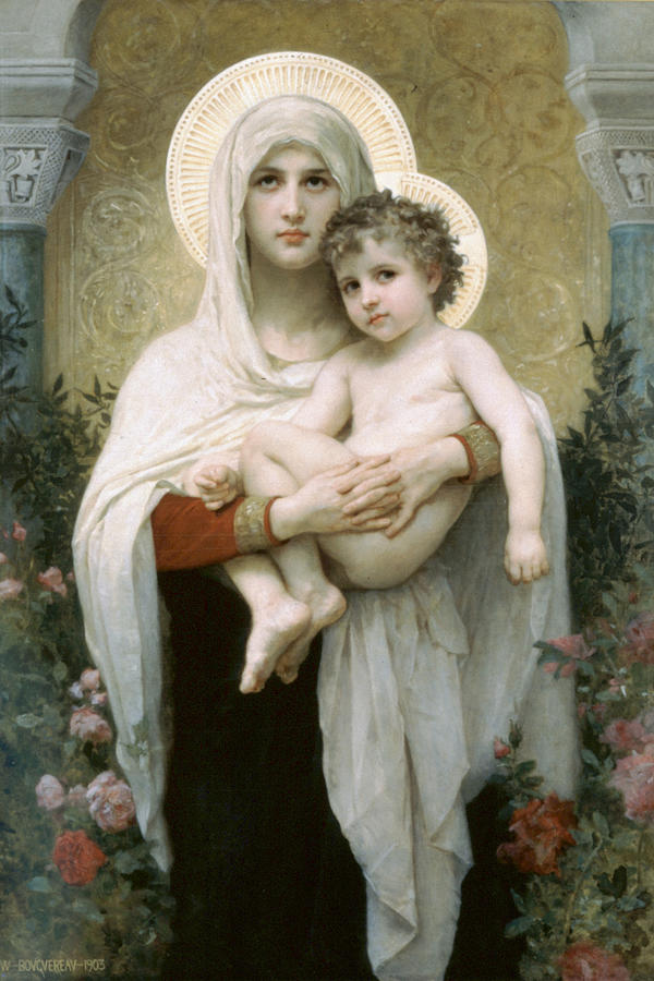 Madonna of the Roses Painting by William Bouguereau