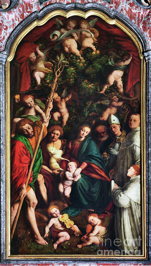 Madonna With Saints Or Madonna Of The Oranges, 1529 Painting by Gaudenzio Ferrari