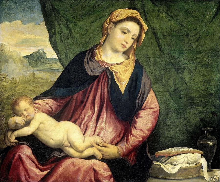 Madonna with Sleeping Child. Painting by Paris Bordone