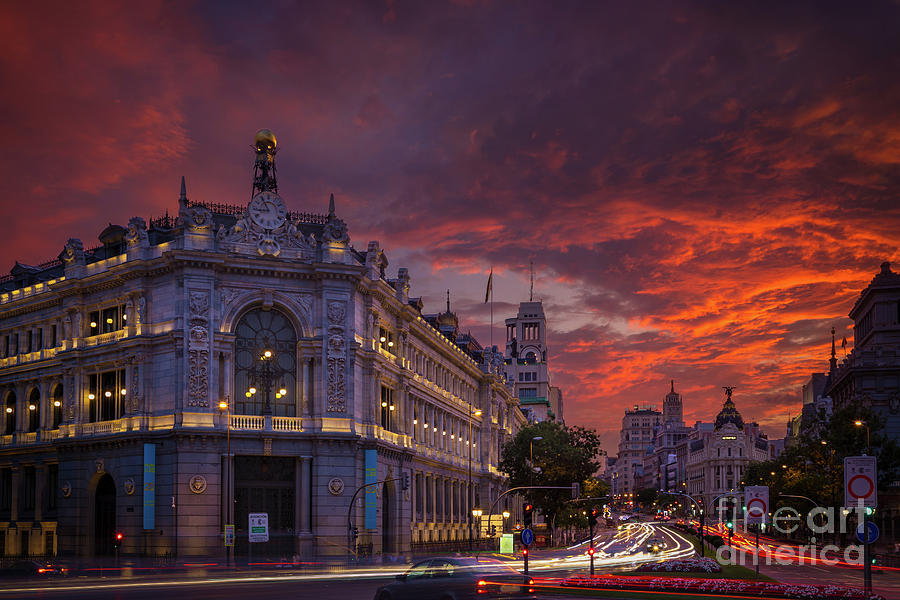 Madrid at Night Photograph by Inge Johnsson