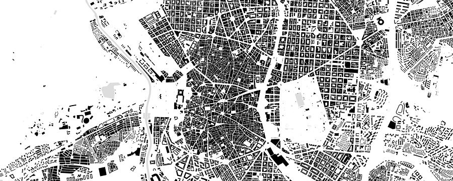 Madrid building map Digital Art by Christian Pauschert