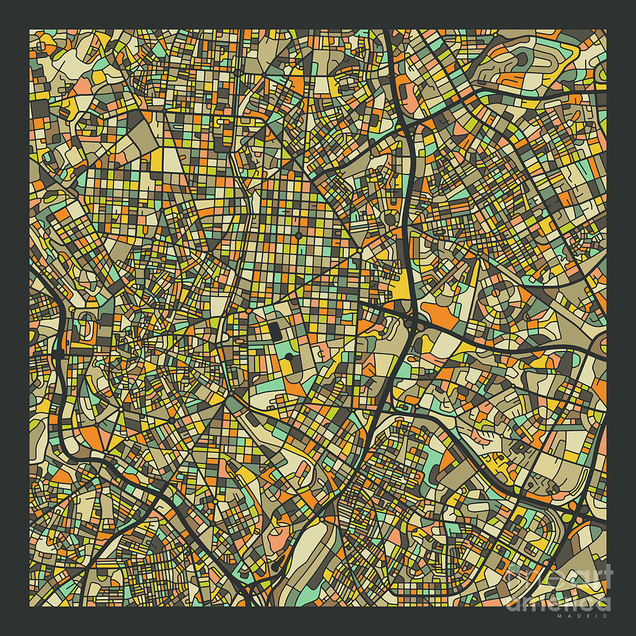 Map Digital Art - Madrid Map 2 by Jazzberry Blue