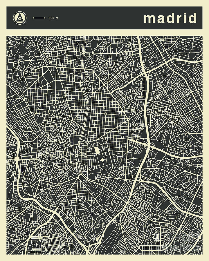 Map Digital Art - Madrid Map 3 by Jazzberry Blue