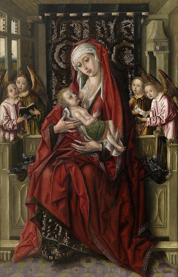Maestro de don Alvaro de Luna / The Nursing Madonna, ca. 1490, Spanish School. CHILD JESUS. Painting by Maestro de los Luna -fl 1480-1500-