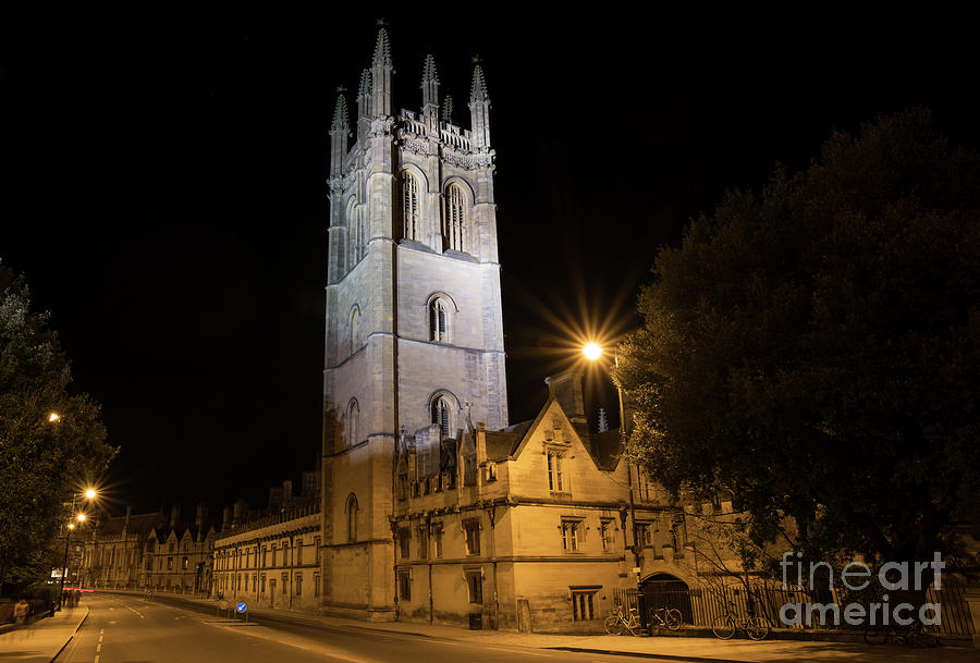 Magdalen College at Night Photograph by Tim Gainey