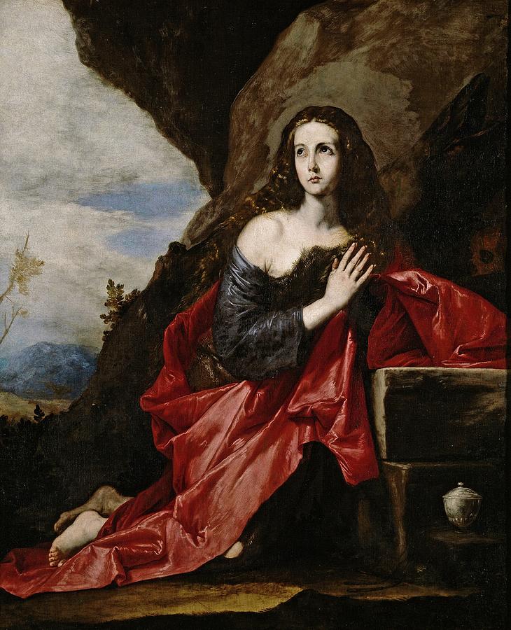 Magdalene or Saint Thais, 1641, Spanish School, Oil on canvas, 182 cm x 149 cm... Painting by Jusepe de Ribera -1591-1652-